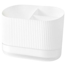 Huzen 瀝水多功能三格分隔收納廚房廚具整理盒 SZT044, 白色, 1個
