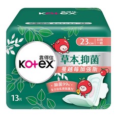 Kotex 靠得住 草本抑菌加強版日用衛生棉, 1套, 13片, 23cm