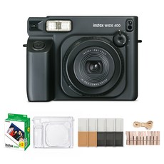 FUJIFILM 富士 instax Wide 400 相機 + 20張底片 + 透明保護殼 + 紙相框 + 木質裝飾套組, 1套, 曜石黑
