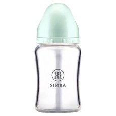 Simba 小獅王辛巴 蘊蜜質金玻璃寬口防脹氣奶瓶 圓孔SS奶嘴, 綠沐, 1個, 180ml