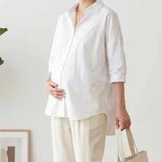 愛肯簡約 孕婦寬鬆抓皺襯衫式上衣