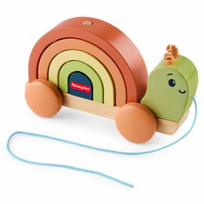fisher-price 費雪 木製堆疊拉拉蝸牛, 混和顏色, 1套
