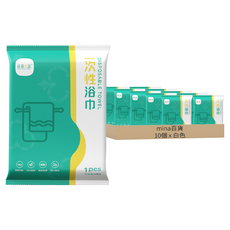 淼森宜蕊 一次性加厚免洗浴巾 37g 植物纖維, 白色, 10個