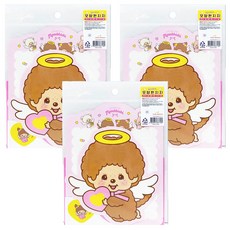 핑크망고 몬치치 모양편지지 4p 봉투 2p 스티커 2p A 러브해피엔젤, 핑크, 3개 핑크, 3개