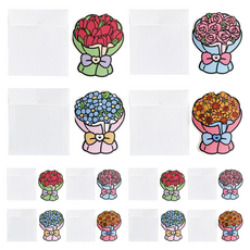 KHOKURI 花束造型感謝卡 4款 x 3張 + 信封 12個 套組 6W0249, 1套, 混合色
