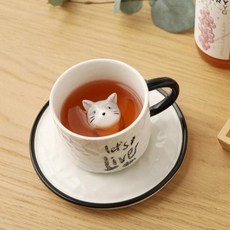 이플스토리 빼꼼이 심쿵 고양이 입체 머그 200ml, D 시크냥이, 1개 D 시크냥이, 1개