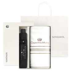 Countess Mara 3折碰擊布雨傘 + Senchi 毛巾 160g 30支棉紗組合套組 + 購物袋, 象牙白, 1套