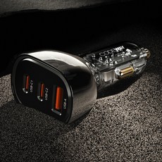 코드웨이 85W 차량용 시거잭 고속 충전기 + C타입 초고속충전케이블 세트, UC885BK-C10, 블랙