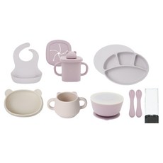 MODU'I NEW 餵食7件組 嬰幼兒餐具禮盒組, 1套, 薰衣草拿鐵