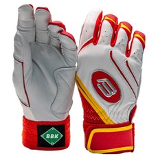 비비케이 BG395 25 Dark Yellow 배팅장갑 양손착용 세트, WHITE + RED, 1세트