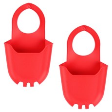 생활드림 실리콘 수세미 거치대 물빠짐 홀더 수세미 꽂이, 2개, 레드 2개, 레드
