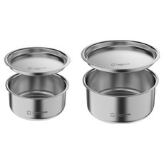 WAGENSTEIGER Lundart 無研磨劑 304不鏽鋼圓形儲物罐 2件套組, 1套, 350ml + 600ml