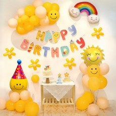 PleuNote 生日派對氣球裝飾套組, 黃色, 1套