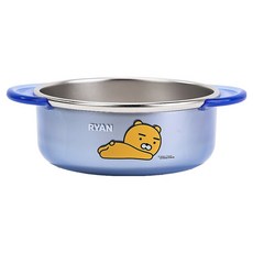 LiLFANT Kakao Friends 安全手柄透明防滑不鏽鋼大碗, 萊恩, 1個