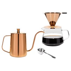 칼딘 핸드드립 세트 로즈골드 600ml, 1세트, 드리퍼 + 드립포트 + 서버 + 계량스푼 1세트, 드리퍼 + 드립포트 + 서버 + 계량스푼