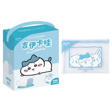 明基健康生活 幸福物語 吉伊卡哇 成人3D醫療口罩 附收納袋, 星霧藍 + 小八貓, 1個, 20片