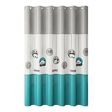 Kyhome 卡通浴室防水門簾/加厚EVA防霉浴簾, 冰藍熊貓, 1個