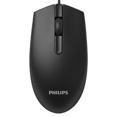 PHILIPS 飛利浦 耐用五百萬次點擊 三鍵式有線滑鼠 黑色 SPK7204