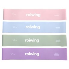 Roiwing 防滑加寬環狀彈力帶4件居家訓練套組, 蜜桃色, 天空藍, 蘋果色, 葡萄色, 1套