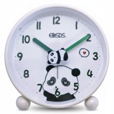 EDSDS 貓熊掃描鬧鐘 靜音夜燈金屬時鐘 EDS-A74, 白色