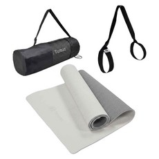 Tumaz 月熊 TPE正位線瑜珈墊 附網袋 + 背帶, 質感岩灰, 1個