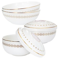 HANKOOK CHINAWARE Ensemble 單人餐具組 飯碗 合上 2入 + 合下 2入 + 大碗 2入 套組, 白色, 1套, 合上 2p + 合下 2p + 大碗 2p
