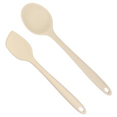 momobin 矽膠寶寶副食品刮刀 S + 多功能勺 L, 法式焦糖布蕾, 1組, 刮刀 + 多功能勺