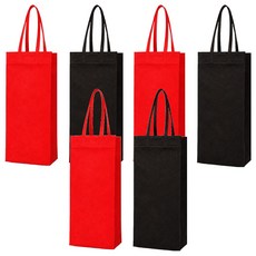 KOVIRA 實用葡萄酒購物袋 16 x 35 cm 2款 x 3入套組, 黑色雙瓶, 紅色雙瓶, 1套