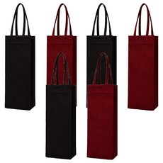 KOVIRA 實用葡萄酒購物袋 12 x 35 cm 2款 x 3入組, 黑色單瓶, 勃艮第紅單瓶, 1套