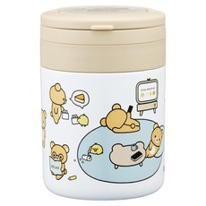 Skater 折疊手柄不鏽鋼保溫罐 拉拉熊 300ml, 淺棕色 + 白色, 1個