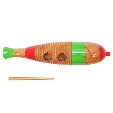 토아 우드 물고기 귀로 소, 혼합색상, 1개, Wooden Guiro Fish S
