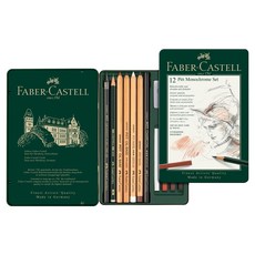 FABER-CASTELL 輝柏 PITT 單色鐵盒彩色鉛筆, 1個, 12個