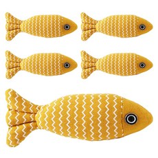 毛皇上 波紋魚貓草玩具, 黃色, 5個