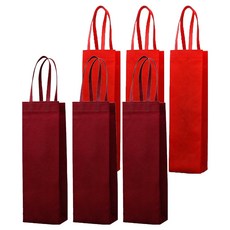 KOVIRA 實用紅酒購物袋 2款 x 3入套組 16 x 35 cm, 紅色雙層, 勃根地紅雙層, 1套