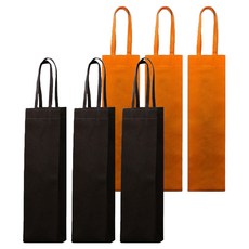 KOVIRA 實用葡萄酒購物袋 2款 x 3入組 12 x 35 cm, 深棕色單瓶裝, 橘色單瓶裝, 1套