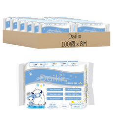 Dailix 立體漂浮超瞬吸抑菌淨味乾爽衛生棉 涼感護翼型, 100個, 8片, 29cm