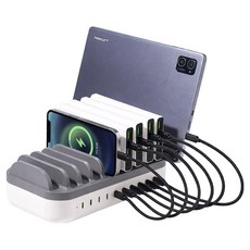 m. 200W Type-C 10埠多功能充電器 + PD充電線 10入組, 白色 + 灰色, 1套