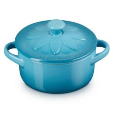 LE CREUSET 向日葵迷你圓烤盅 加勒比海藍, 1個