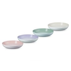 LE CREUSET 義麵盤4件組 22cm, 貝殼粉 + 淡粉紫 + 湖水綠 + 蛋白霜, 1套, 4件組義麵盤