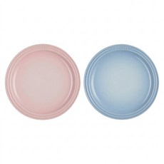 LE CREUSET 圓盤 2件組, 糖果粉 + 海岸藍, 1套