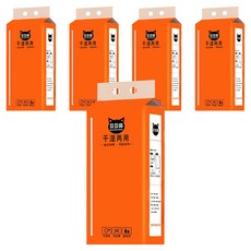 豆豆貓 乾濕兩用 壁掛式衛生紙 4層 1000張, 5個, 1個裝