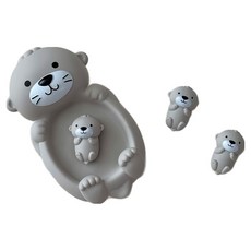 Lavi bebe 幼兒沐浴遊戲 戲水 觸感遊戲 玩具 水獺家族 3件組, 混合色, 1套
