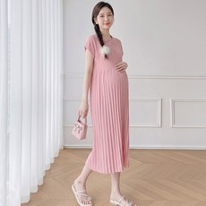 인피어스 심플 플리츠 데일리 임부 반팔원피스 I263-0393