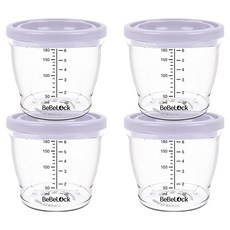 베베락 국산 아이와 PP밀폐 이유식 용기, 라벤더, 4개, 180ml