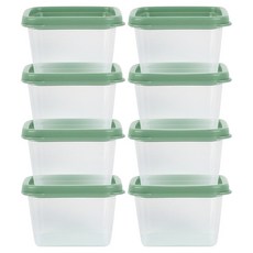 Bebelock iwa 方形分裝副食品容器, 深綠色, 8個, 120ml