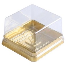 레드캣 심플한 투명 PET 다용도 화과자 떡 투명 케이스 소형 50p, 골드, 1개