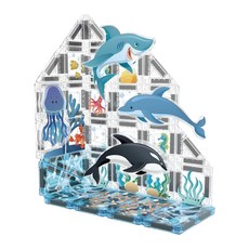 PicassoTILES 畢卡索 水族箱主題迷你磁性積木旅行組 40件 PNQ01, 混合顏色, 1套