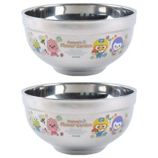 LiLFANT Pororo 花園真空不鏽鋼碗, 混合色, 2個