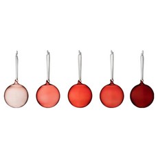 IITTALA 玻璃球裝飾品5件組, 紅色