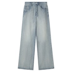 MIXXO 女款亞麻半寬版丹寧褲
